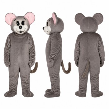 Mouse Mascot Costume in Gray with Pink Ears Adult