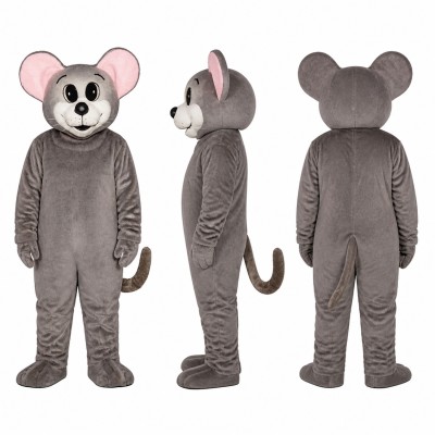 Mouse Mascot Costume in Gray with Pink Ears Adult