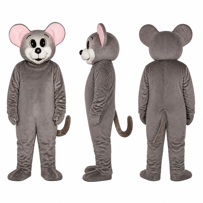 Mouse Mascot Costume in Gray with Pink Ears Adult