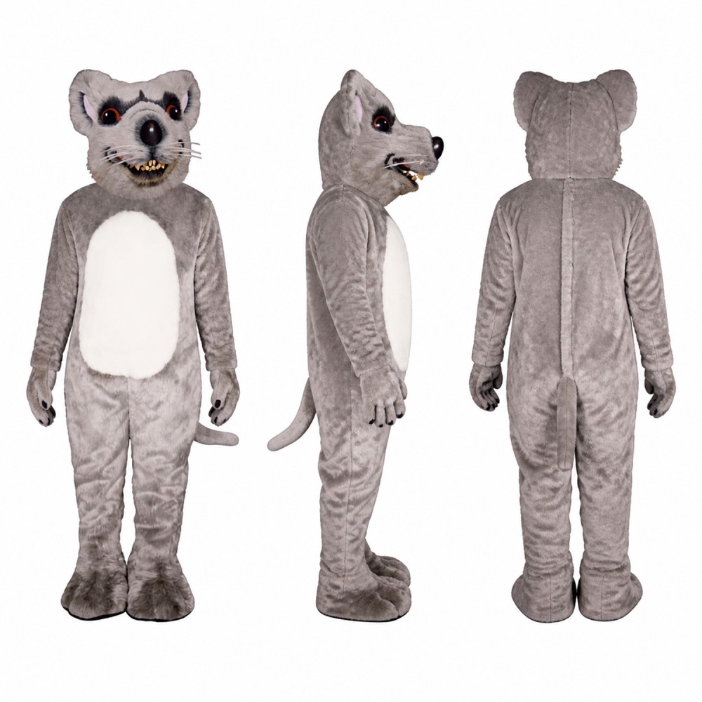Wolf Mascot Costume in Gray with White Belly Adult