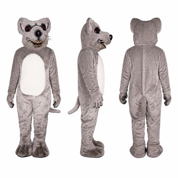 Wolf Mascot Costume in Gray with White Belly Adult