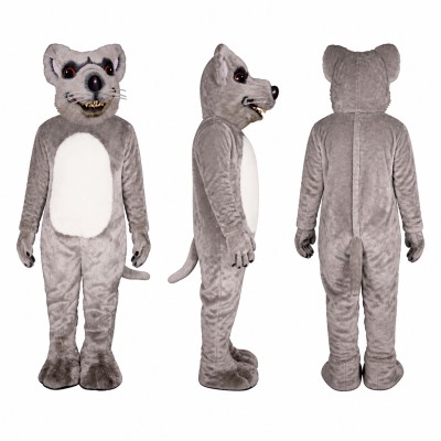 Wolf Mascot Costume in Gray with White Belly Adult
