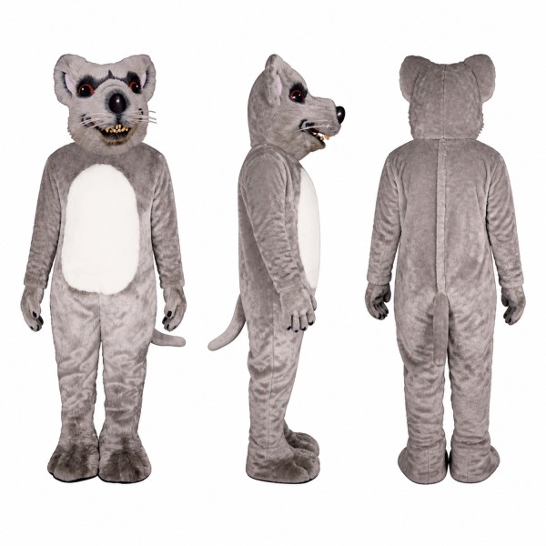 Wolf Mascot Costume in Gray with White Belly Adult