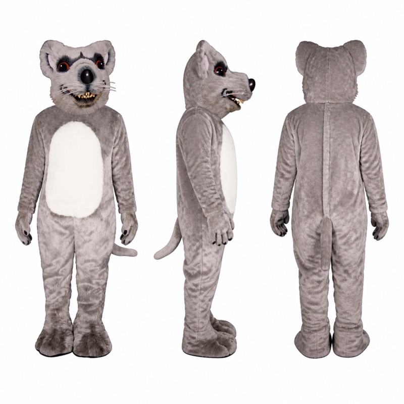 Wolf Mascot Costume in Gray with White Belly Adult