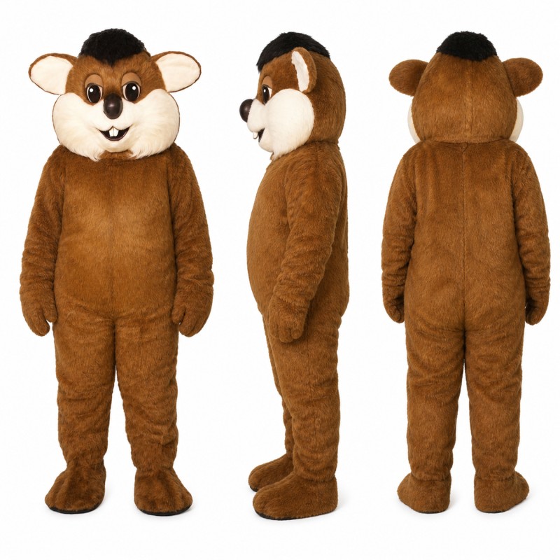 Chipmunk Mascot Costume in Brown with Cream Cheeks Adult