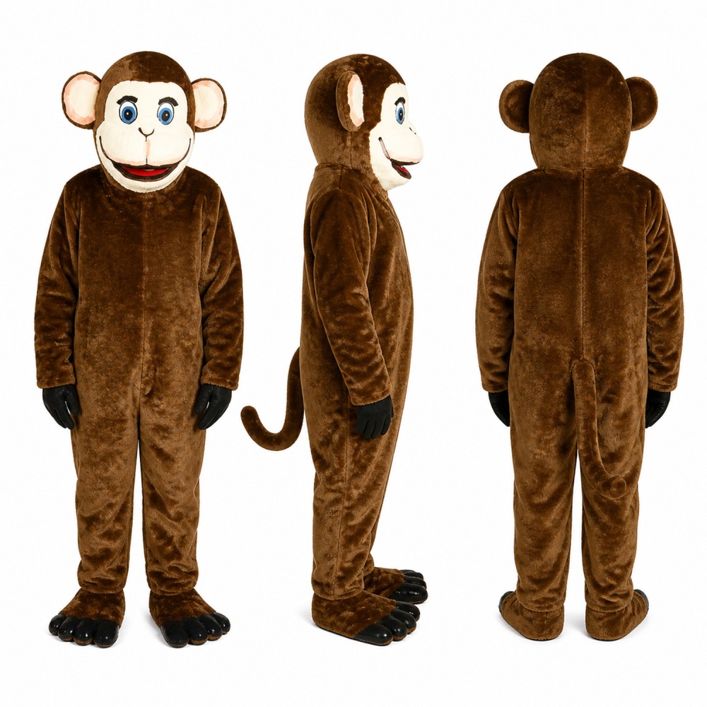 Monkey Mascot Costume in Brown with Cream Face Adult