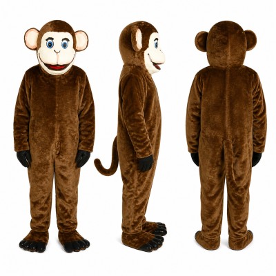 Monkey Mascot Costume in Brown with Cream Face Adult