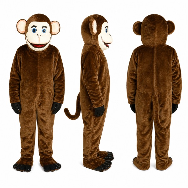 Monkey Mascot Costume in Brown with Cream Face Adult