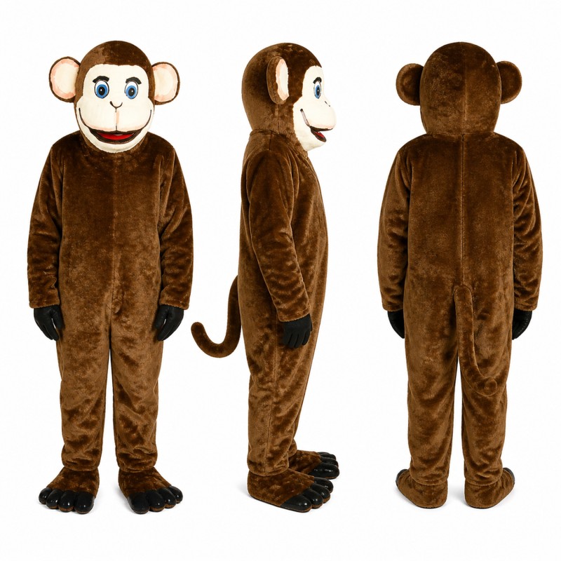 Monkey Mascot Costume in Brown with Cream Face Adult