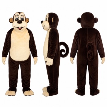 Monkey Mascot Costume in Brown with Cream Belly Adult