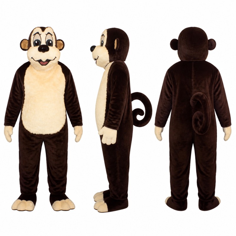 Monkey Mascot Costume in Brown with Cream Belly Adult