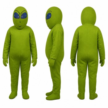 Alien Mascot Costume in Green with Blue Eyes Adult