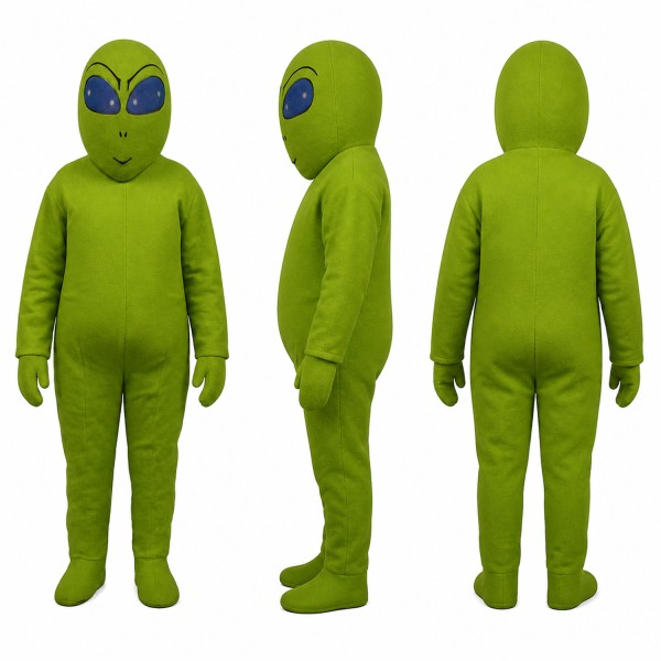 Alien Mascot Costume in Green with Blue Eyes Adult