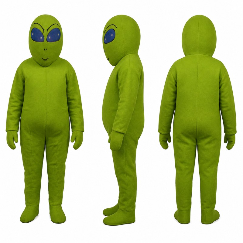 Alien Mascot Costume in Green with Blue Eyes Adult