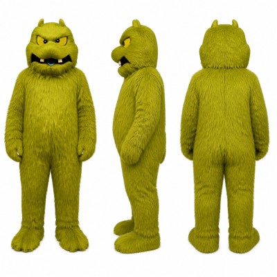 Monster Mascot Costume in Fuzzy Green with Toothy Grin Adult