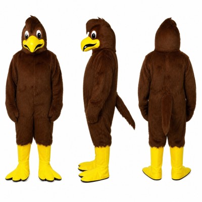 Eagle Mascot Costume in Brown with Yellow Beak and Feet Adult
