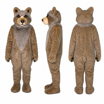 Wolf Mascot Costume in Gray and Brown with Pointed Ears Adult