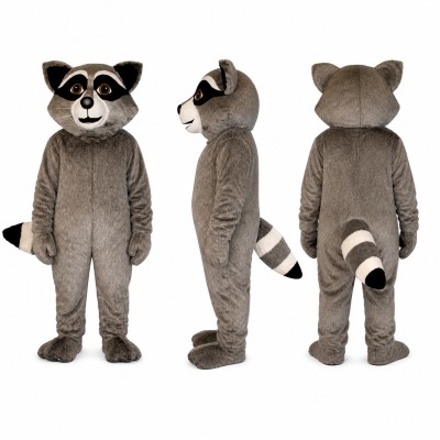Raccoon Mascot Costume in Gray with Black Face Mask Adult