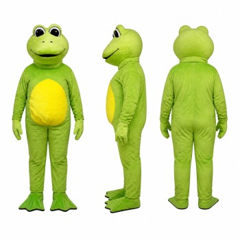 Frog Mascot Costume in Green with Yellow Belly Adult