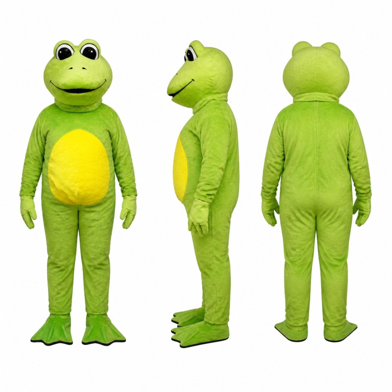 Frog Mascot Costume in Green with Yellow Belly Adult