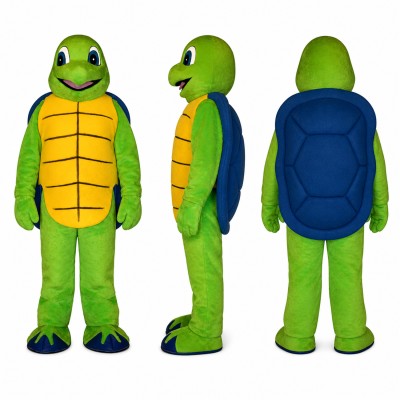 Turtle Mascot Costume in Green with Yellow Shell Adult