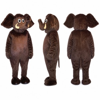 Elephant Mascot Costume in Dark Brown with Large Ears Adult
