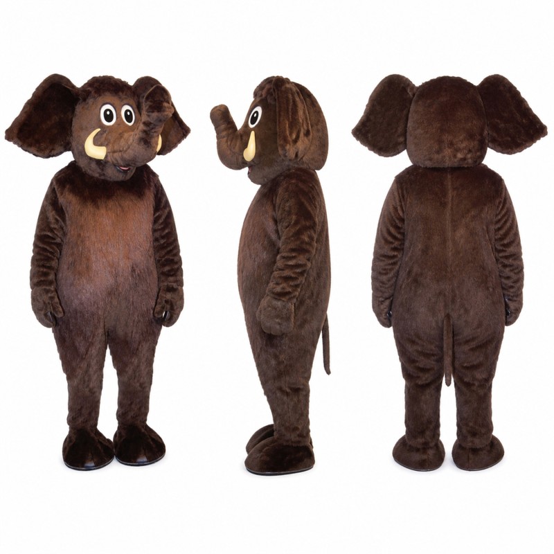 Elephant Mascot Costume in Dark Brown with Large Ears Adult