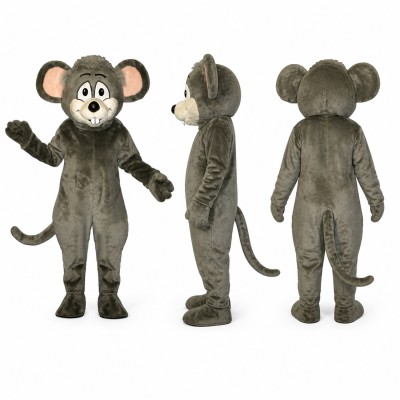 Mouse Mascot Costume in Gray with Pink Ears Adult