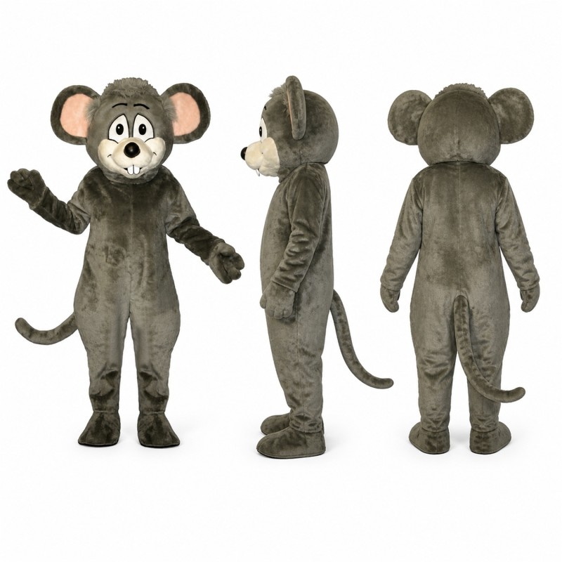 Mouse Mascot Costume in Gray with Pink Ears Adult