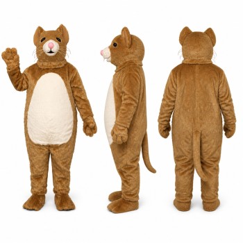 Hamster Mascot Costume in Brown with Cream Belly and Pink Nose Adult