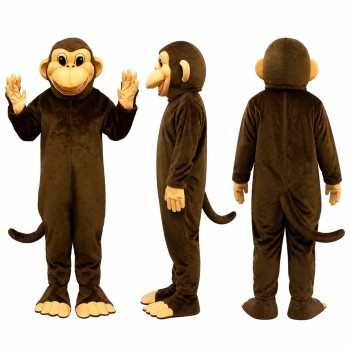 Monkey Mascot Costume in Dark Brown with Tan Face Adult