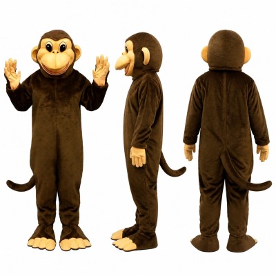 Monkey Mascot Costume in Dark Brown with Tan Face Adult