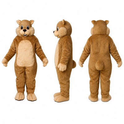 Chipmunk Mascot Costume in Tan with Cream Belly Adult