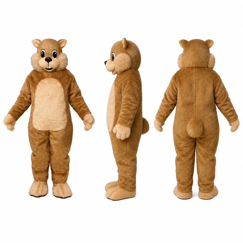 Chipmunk Mascot Costume in Tan with Cream Belly Adult