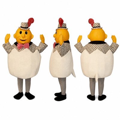 Hatching Chick Mascot Costume in Yellow with White Egg Shell Adult