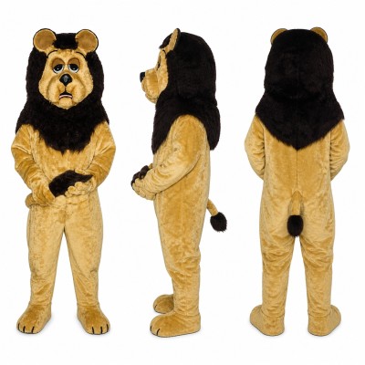 Lion Mascot Costume in Tan with Black Mane Adult