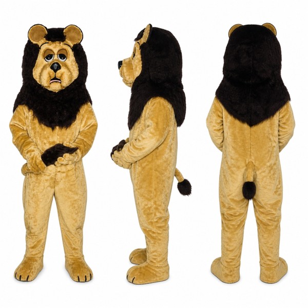 Lion Mascot Costume in Tan with Black Mane Adult