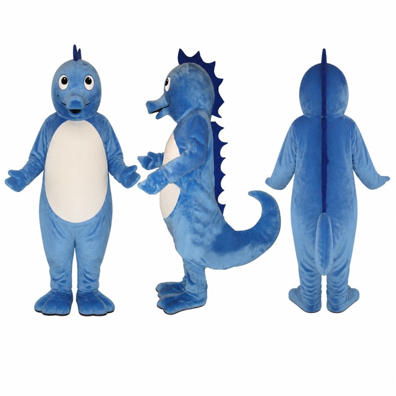 Seahorse Mascot Costume in Blue with Antennae Adult