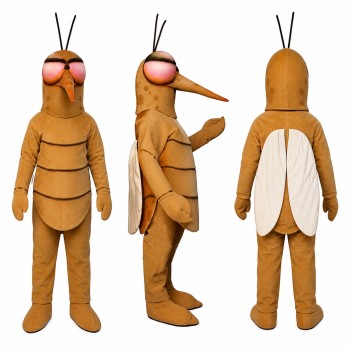 Cockroach Mascot Costume in Brown with Long Antennae Adult
