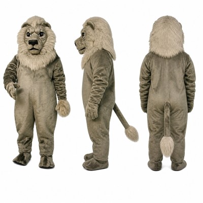 Lion Mascot Costume in Gray with Shaggy Mane Adult