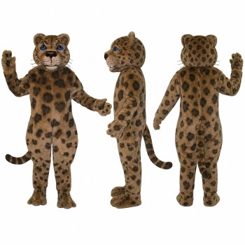 Leopard Mascot Costume with Dark Spots and Tan Belly Adult