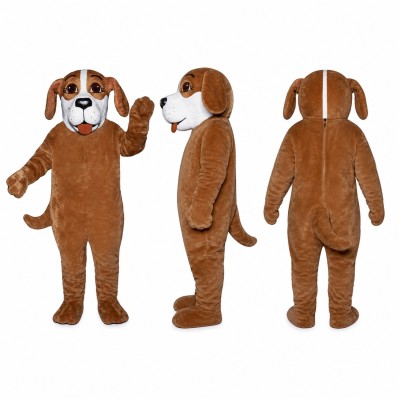 Hound Dog Mascot Costume in Brown and White with Floppy Ears Adult