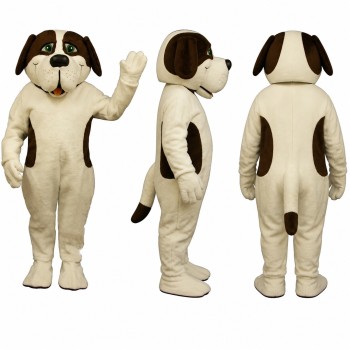 Bulldog Mascot Costume in Cream with Brown Ears Adult