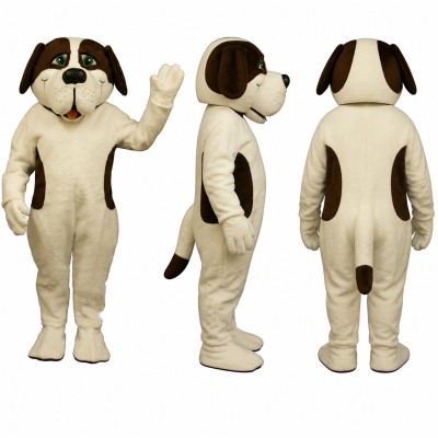 Bulldog Mascot Costume in Cream with Brown Ears Adult
