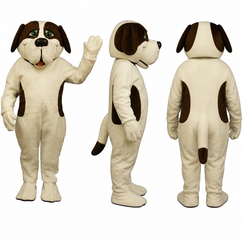 Bulldog Mascot Costume in Cream with Brown Ears Adult