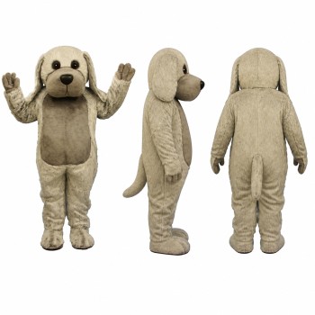 Shaggy Dog Mascot Costume in Gray with Dark Ears Adult