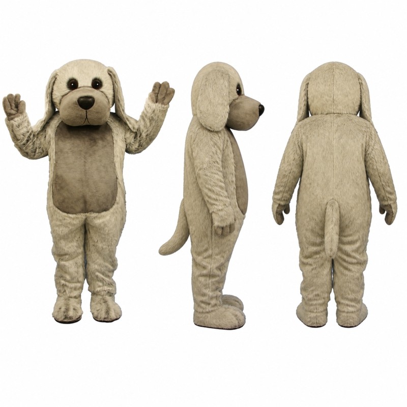 Shaggy Dog Mascot Costume in Gray with Dark Ears Adult