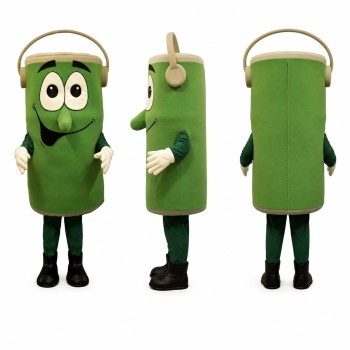 Bucket Character Mascot Costume in Green with White Handle Adult