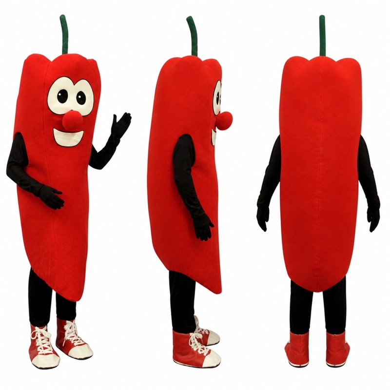 Chili Pepper Mascot Costume in Red with Green Stem Adult