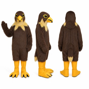 Eagle Mascot Costume in Brown with Yellow Beak and Feet Adult